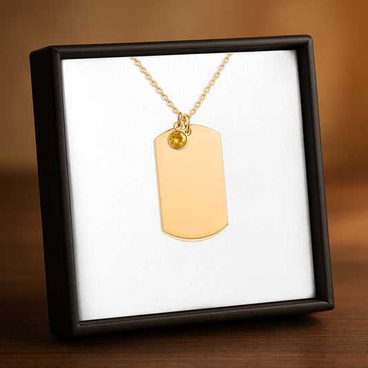 Tag Necklace with Birthstone