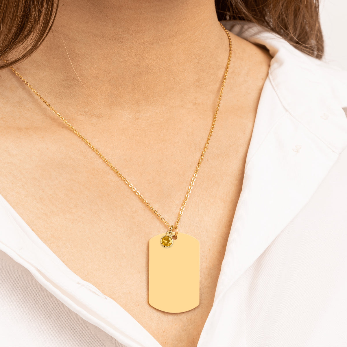 Tag Necklace with Birthstone