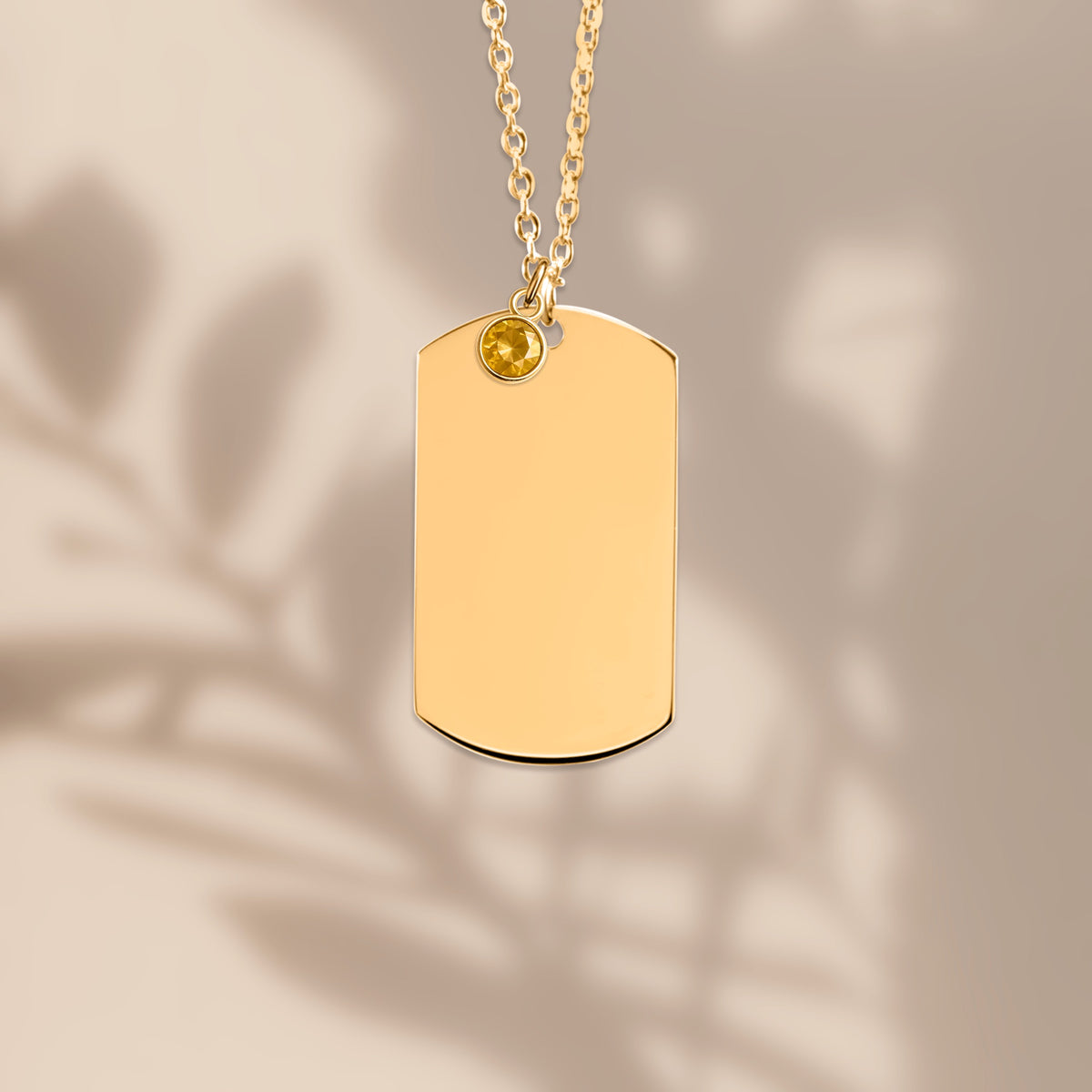 Tag Necklace with Birthstone