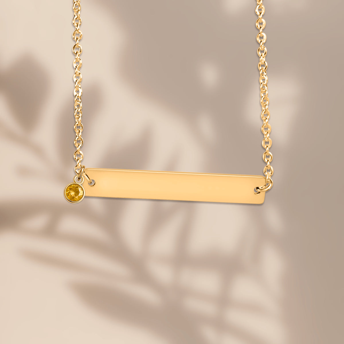 Horizontal Bar Necklace with Birthstone