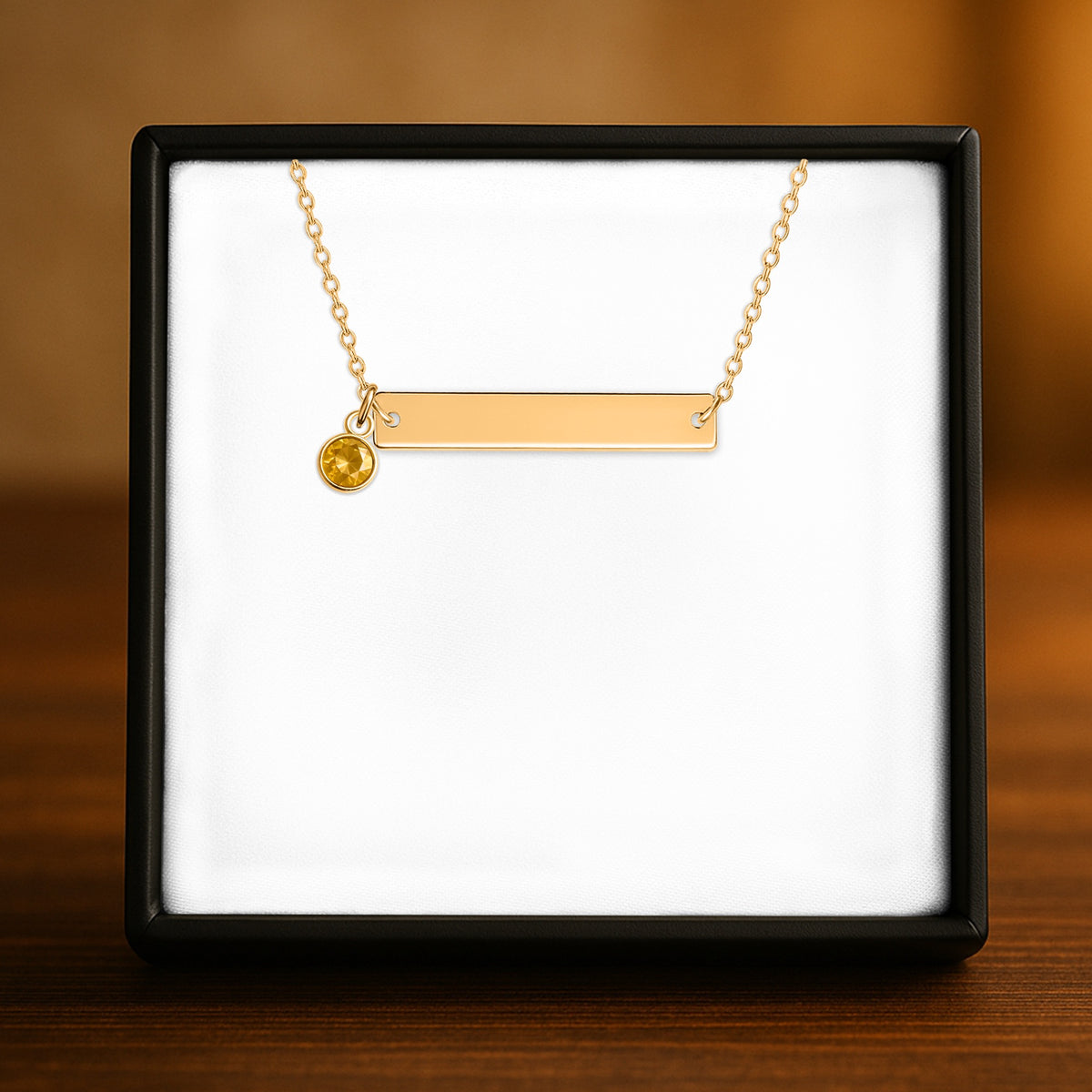 Horizontal Bar Necklace with Birthstone