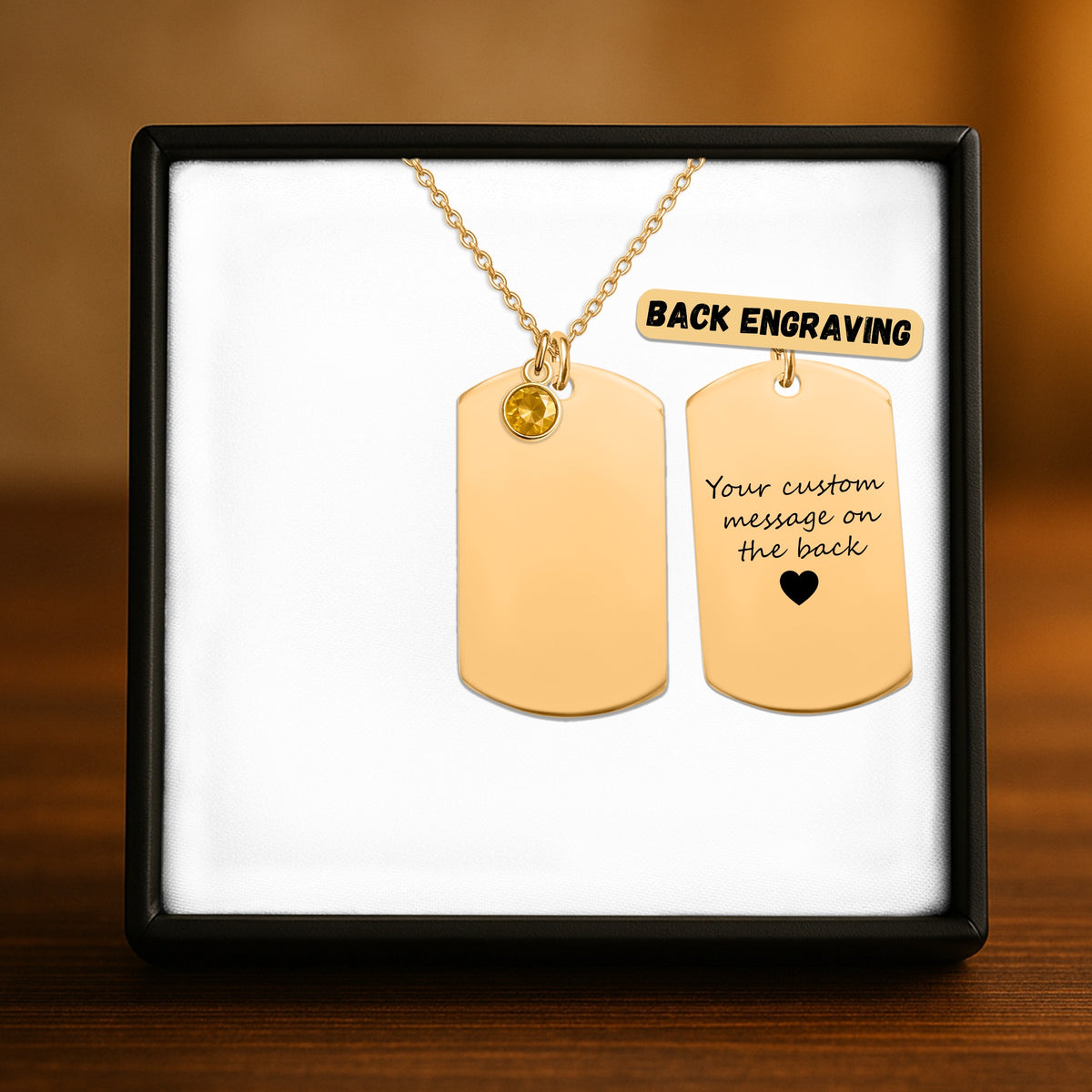 Tag Necklace with Birthstone